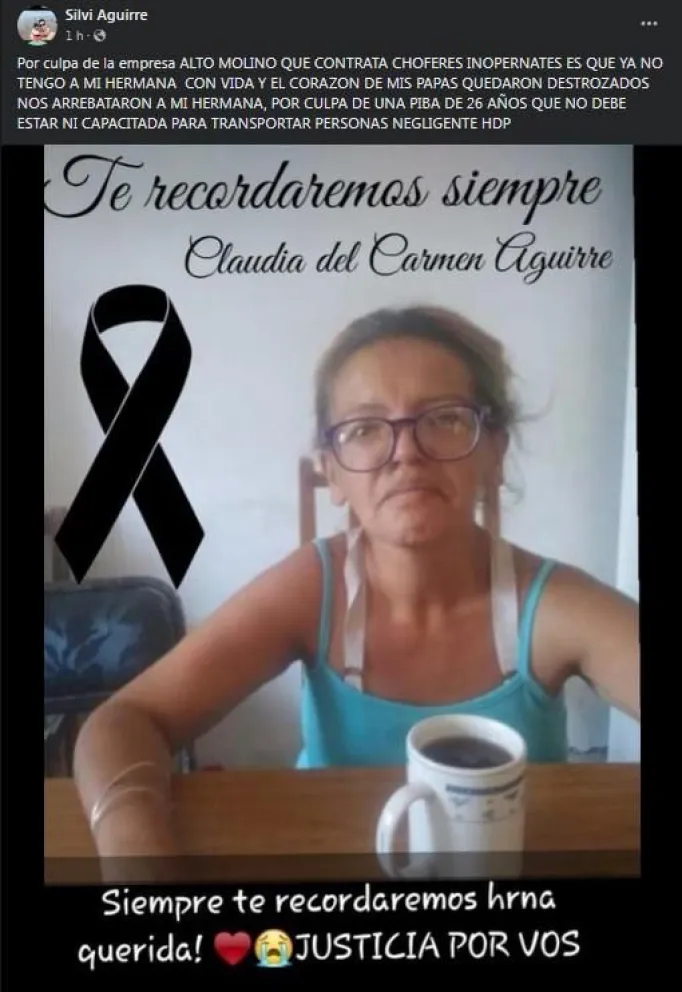 “No valoraron la vida de mi hermana”: duras palabras de la hermana de la pasajera que perdió la vida al caerse del colectivo