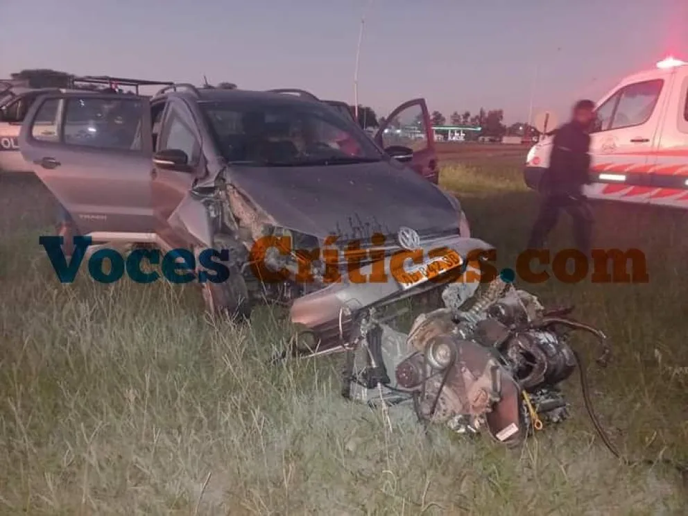 Accidente en rotonda.