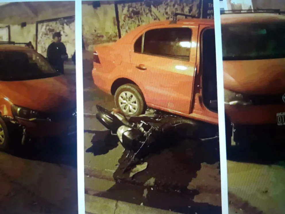 Accidente en pleno centro: tuvo que tirarse de la moto porque sino lo mataba