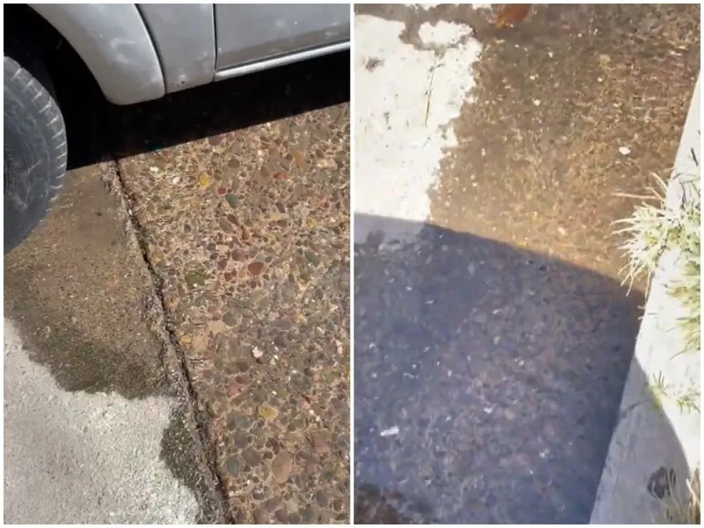 Salteña se queja de una importante pérdida de agua frente al hospital San Bernardo