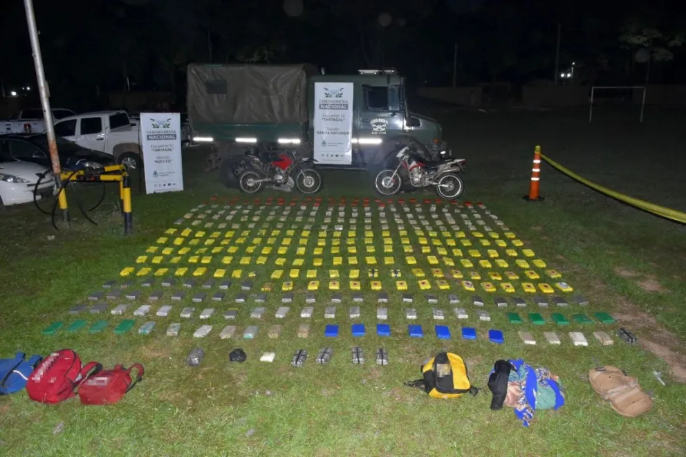 Gendarmería encontró 290 kilos de cocaína entre malezas